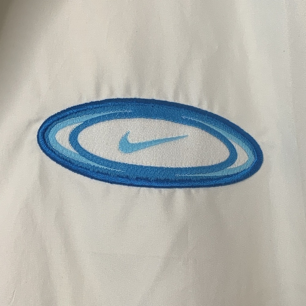 Nike | Vintage Blue White Oversized Classic Swoosh Windbreaker Jacket L 12/14 - Picture 6 of 17